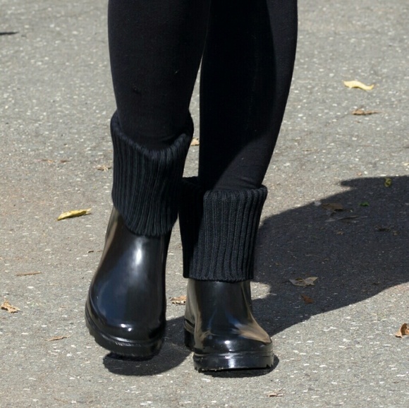 Women Ankle Rain boots with Cuff,  #1906, Black - Picture 4 of 4